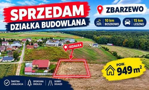 sprzedam -- działka budowlana - ZBARZEWO, Gmina Włoszakowice