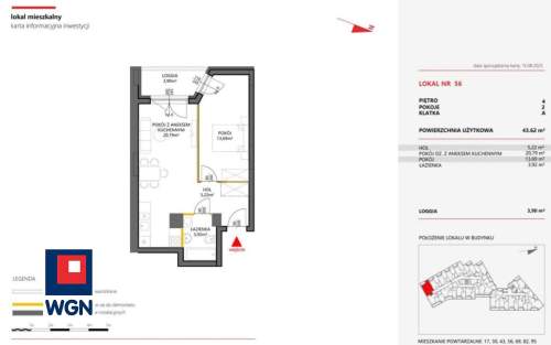 Mieszkanie na sprzedaż, 43,62 m2, Warszawa