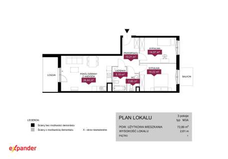 Promocja 3 pokoje - Dwustronne - Loggia i Balkon 