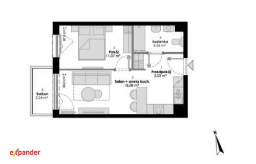 Mieszkanie 54m2 w zabudowie bliźniaczej Balkon Gdynia