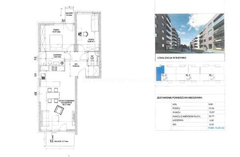 3 pokoje 73 m2- dwa balkony, Ogrody Geyera