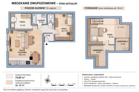 4 pokoje na dwóch poziomach Poddasze gratis