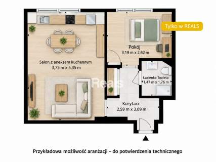 Stalowa 33,57 m gotowe możliwość 2 pokoi