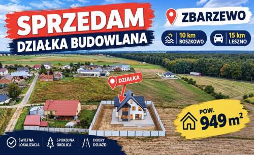 sprzedam -- działka budowlana - ZBARZEWO, Gmina Włoszakowice