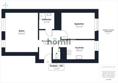 Komfortowe, 2-pokojowe mieszkanie 54 m Balkon