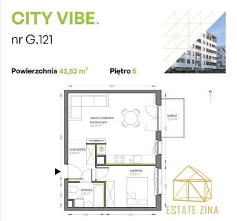2 pokoje- z możliwością przerobienia na 3 pokoje City Vibe, bez...