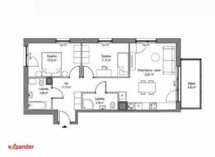 3 pokoje 68,21 m Balkon Gdańsk Jasień Odbiór III kw. 2027