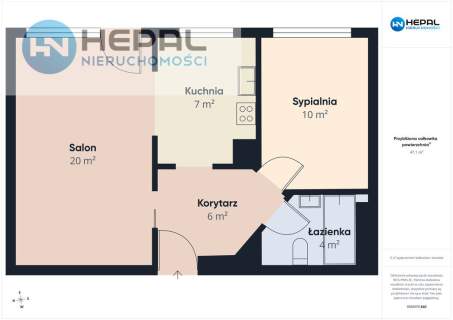 2-pok. / 47,10 m2 / I piętro - Kielce, ul. Okrzei