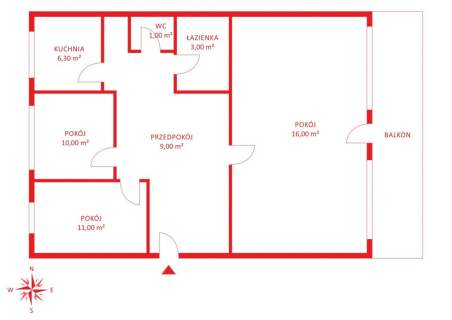 SWDPL Gdańsk Zaspa 3 pokoje kuchnia balkon