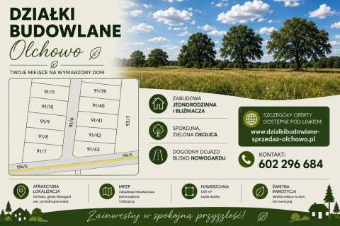 Działka budowlana na sprzedaż, 1201 m2, Olchowo