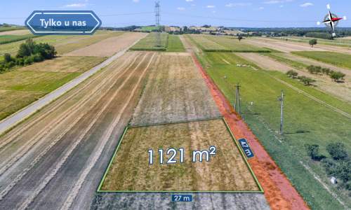 Działka budowlana 1121 m wymiarowa Zawada, Mstów