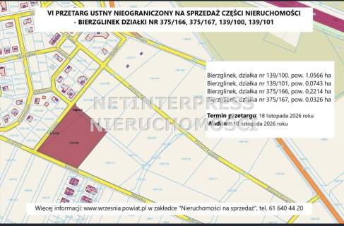 VI przetarg na sprzedaż terenu w Bierzglinku