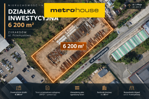Działka przemysłowa 6200 m z MPZP Żyrardów