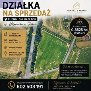 Działka usługowa 8525 m2 - Rudnik - gm. Hażlach