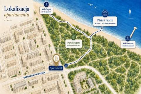 Apartament przy Parku Reagana, 10 min do plaży