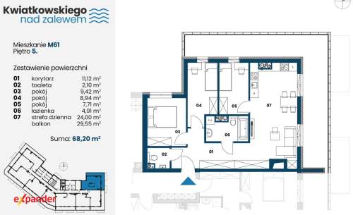 Apartament dużym balkonem