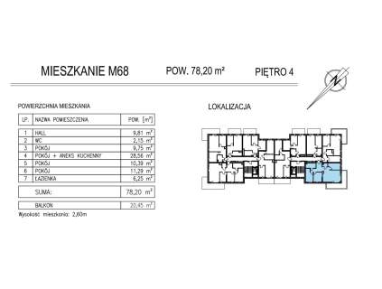 Mieszkanie 4 pok., 78,20m2, KSM, Al. Solidarności
