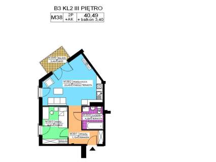Mieszkanie 2 pok., 40,83 m2, III piętro, Na Stoku