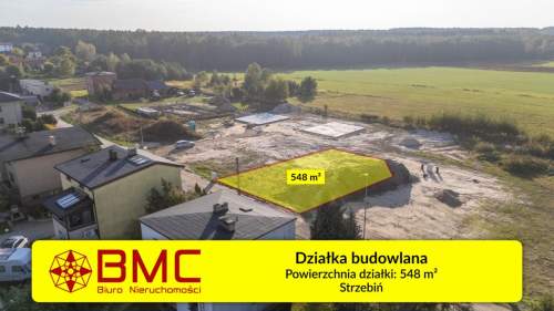 Działka budowlana Strzebiń 548m2 Woda kanalizacja