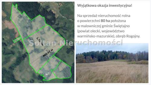 80 ha pod Hodowlę i Fotowoltaikę gmina Świętajno