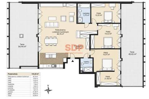 Luksusowy apartament 143 m2 4 pokoje 67 m2 tarasów