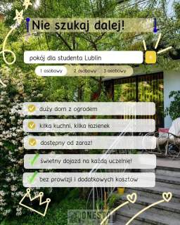 Pokoje dla studentów stała kwota najmu i nie płacisz za wa