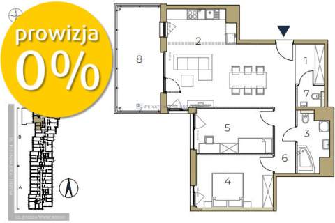 3 pokoje, 75 m , 6. piętro, Kraków Wybickiego