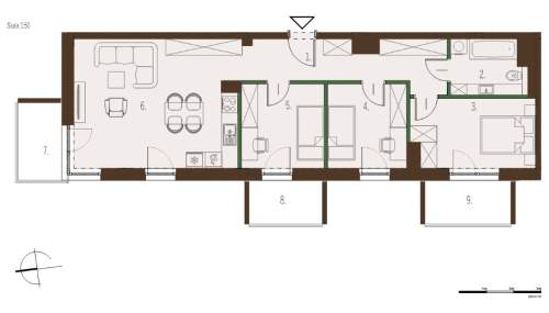 Nowe mieszkanie 74,02 m2 3 balkony