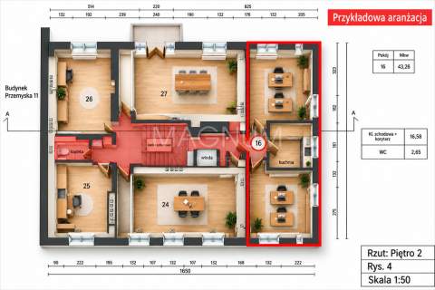 Cichy lokal biurowy 43,26 m 2 gabinety Ochota, ul. Przemyska