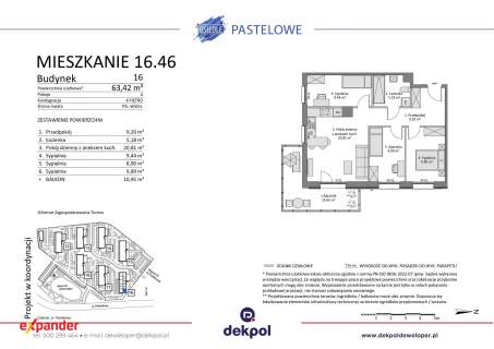 4 pokoje z dużym balkonem Gdańsk Południe 63,42 m