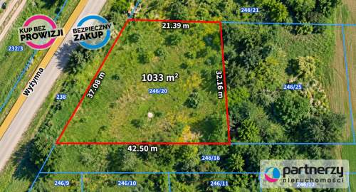 Działka o pow 1033m2 z MPZP w Bielkówku