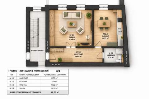 Mieszkanie M3 - 48 m , Ip. - Nowa Starówka