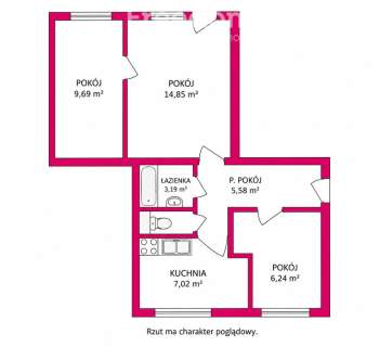 3 pokoje, 48 m2, III piętro, balkon, os. Wolność 1, Bełchatów