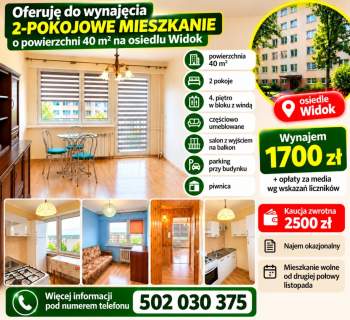 Wynajmę 2-pokojowe mieszkanie oś.Widok,Kalisz