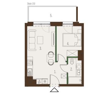 Nowe mieszkanie 32,73 m2 2 pokoje