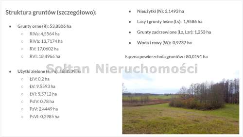80 ha pod Hodowlę i Fotowoltaikę gmina Świętajno