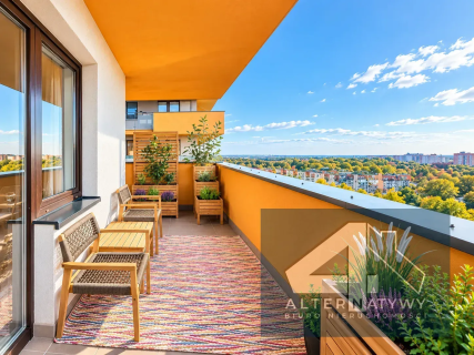 2 pokoje wysoko zielony balkon piękny widok
