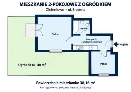 Zieleniewo k. Kołobrzegu - 2 pok. z ogródkiem i miejscem parkingowym