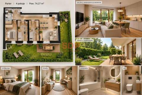Apartament 4 pokoje z prywatnym ogrodem 74 m2 Wrocław Maślice