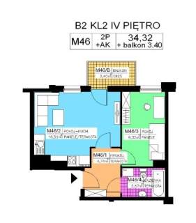 Mieszkanie 2 pok., 34,32 m2, IV piętro, Na Stoku