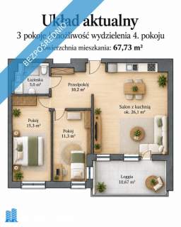 67,7 m duża loggia parking w cenie możliwość 4 pokoi