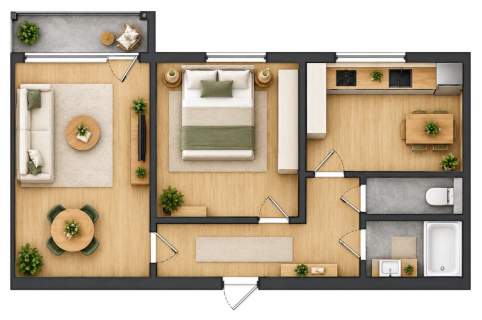 2 POKOJE 45,5 m 3 PIĘTRO BALKON