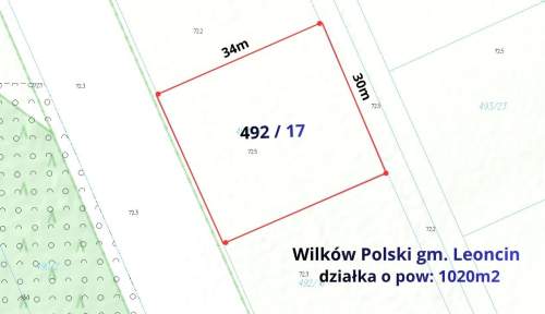 Działka budowlana 1020m2, Wilków Polski