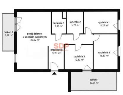 86,98 m2 4 pokoje 2 balkony garaż Centrum