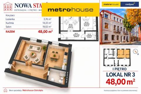 Mieszkanie M3 - 48 m , Ip. - Nowa Starówka