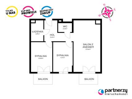 Apartament 68 m Gdańsk ul. Popiełuszki Żurawie