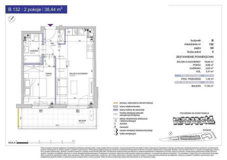 2 pokoje, 37, 05 m , ostatnie piętro, winda