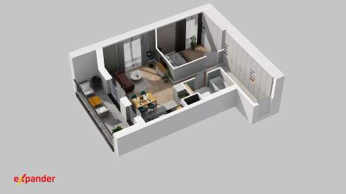 2 pokoje 43 m duża loggia 7,35 m Grunwald 