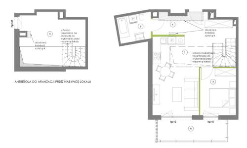 Wykończony apartament z antresolą i balkonem