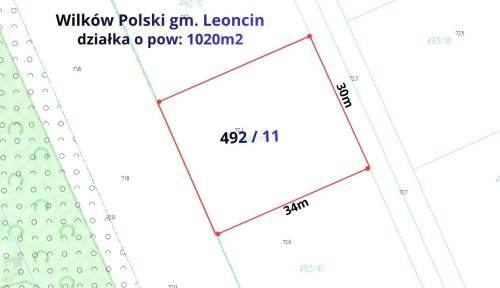 Działka budowlana 1020m2, Wilków Polski
